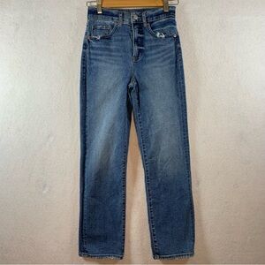 Express‎ High Rise Straight Ankle Jeans Sz 00R Distressed